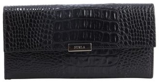 Furla onyx embossed leather logo plaque continental wallet