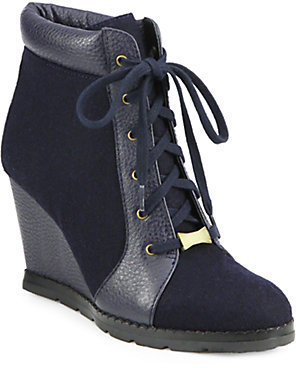 Kate Spade Saja Suede & Leather Wedge Ankle Boots