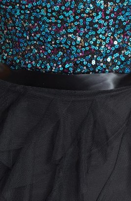 Hailey Logan Sequin Bodice Ruffled Asymmetric Dress (Juniors)
