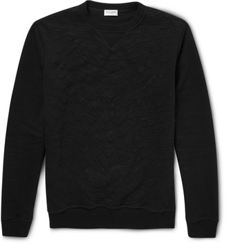 Saint Laurent Tiger-Pattern Appliqué Loopback Cotton-Jersey Sweatshirt