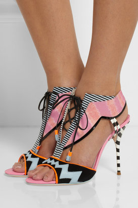 Sophia Webster Leilou Stripe leather, suede and canvas sandals