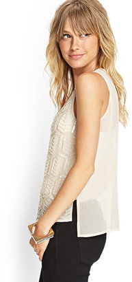 Forever 21 Sequined Chiffon Sleeveless Top