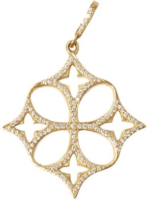 Loree Rodkin yellow gold open quatrefoil clover cross pendant