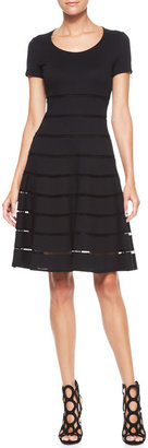 Escada Short-Sleeve Scoop-Neck Dress, Black