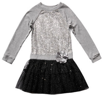 Sweet Heart Rose Sweetheart Rose Girls 2-6x Sequined Sweater Dress with Tulle Skirt