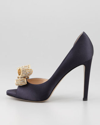 Valentino Jewelry-Bow Couture d'Orsay Pump, Marine
