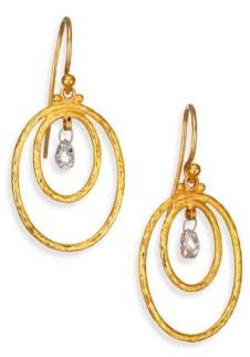 Gurhan Hoopla Diamond & 24K Yellow Gold Double Oval Hoop Drop Earrings