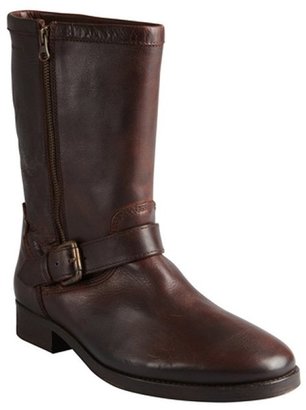 HUGO BOSS Orange brown leather zip side boots