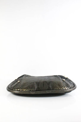 Gucci NEW Dark Olive Metallic Python Front Logo Britt Shoulder Handbag EVHB