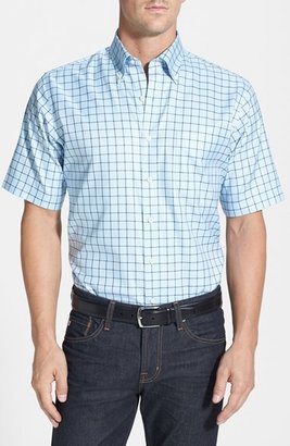 Peter Millar 'Nanoluxe' Regular Fit Wrinkle Free Short Sleeve Check Oxford Sport Shirt