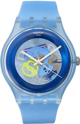 Swatch Unisex Swiss Cool Blue Silicone Strap Watch 41mm SUOS100