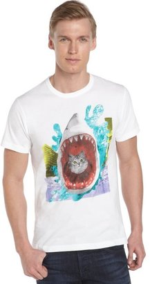 French Connection white cotton shark kitty short sleeve t-shirt