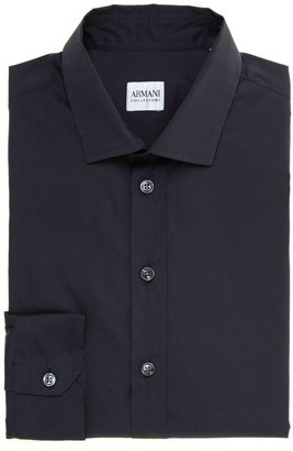 Armani Collezioni Men's Solid stretch cotton slim fit shirt