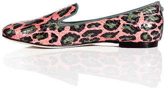DSquared 1090 Dsquared2 Embossed Leather Animal Print Slipper-Style Loafers
