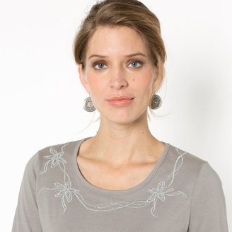 Anne Weyburn Pure Combed Cotton T-Shirt with Metallic Threads