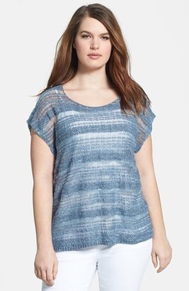Eileen Fisher Scoop Neck Linen Blend Boxy Top (Plus Size)
