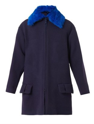 Kenzo Contrast-collar textured wool-blend coat