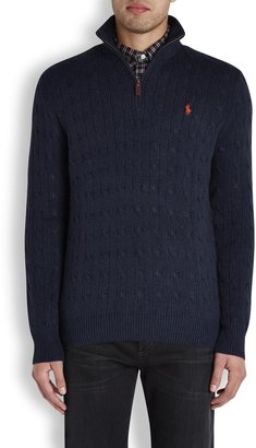 Polo Ralph Lauren Grey cable knit Tuscan silk jumper