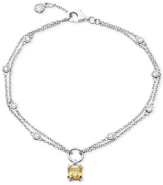 Crislu Platinum Over Sterling Silver Canary Cubic Zirconia Pendant Bracelet (1-1/2 ct. t.w.)