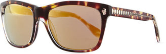 Alexander McQueen Havana & Golden Rectangle Sunglasses, Brown