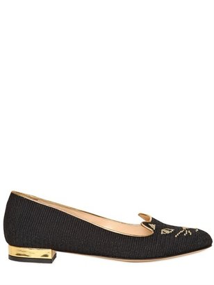Charlotte Olympia 10mm Kitty Embroidered Loafers