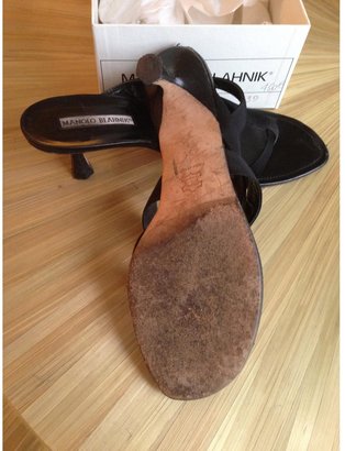 Manolo Blahnik Black Leather Sandals