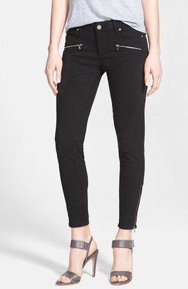 Paige Denim 'Jane' Zip Detail Ultra Skinny Jeans (Black Overdye)
