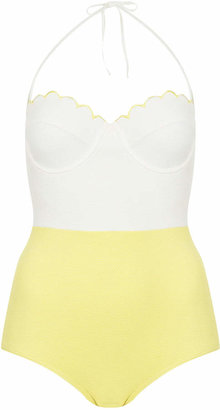 Topshop Yellow Scallop Swimsuit
