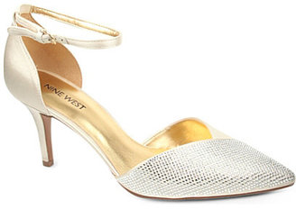 Nine West Knowledge2 textured-satin heeled court shoes