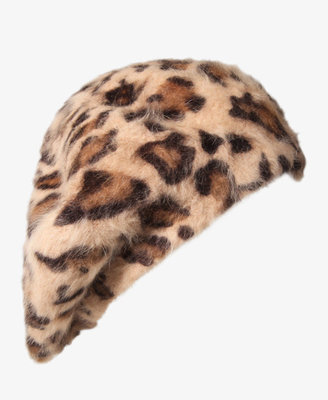 Forever 21 Fuzzy Leopard Beret