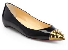 Christian Louboutin Geo Patent Leather & Spiked Cap-Toe Ballet Flats