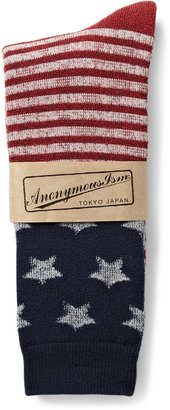 Anonymous Ism Stars and Stripes-Patterned Cotton-Blend Socks
