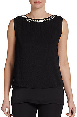 Ellen Tracy Embellished Tiered Top