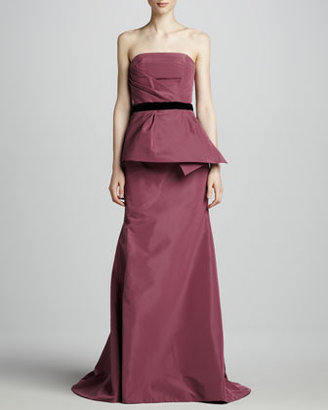 Carolina Herrera Strapless Peplum Gown, Mulberry
