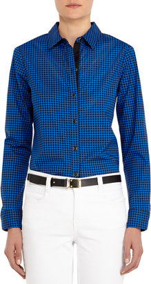 Jones New York Black and Blue Stretch Cotton Long-sleeve Shirt (Petite)