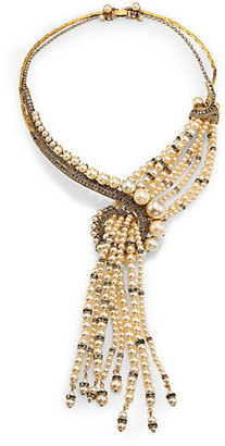 Erickson Beamon Stratosphere Crystal & Faux Pearl Statement Tassel Necklace