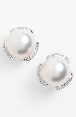 Mikimoto Diamond & Akoya Cultured Pearl Stud Earrings