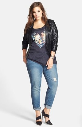 City Chic Cutaway Faux Leather Jacket (Plus Size)
