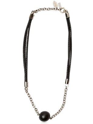 Tom Rebl Ball Pendent Woven Leather Necklace
