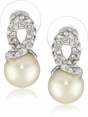 Carolee Elegant Bride" Pearl with Silver-Tone Pave Crystal Knot Earrings