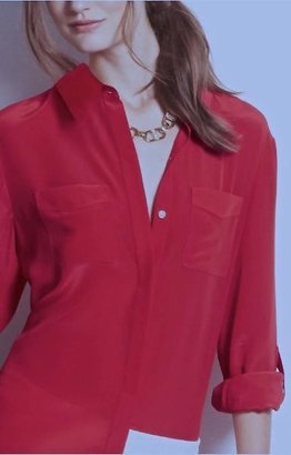 Ann Taylor New Covered Placket Button Down Shirt Blouse  Nwt $98.00 Red