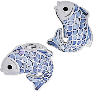 Jan Leslie Mother-of-Pearl Fish Cuff Links, Blue