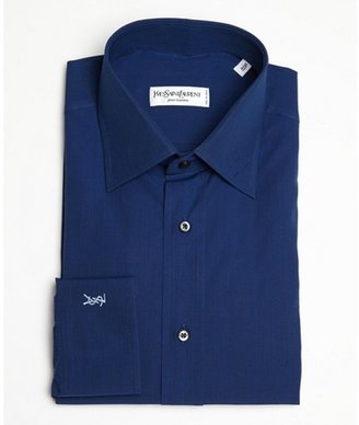 Yves Saint Laurent 2263 Yves Saint Laurent true blue cotton point collar dress shirt