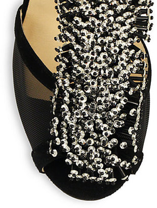 Jimmy Choo Fortune Suede Beaded T-Strap Sandals