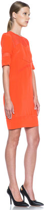 Victoria Beckham Victoria Tulle Insert Silk Dress in Tangerine
