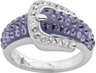 Artistique Sterling Silver Crystal Buckle Ring - Made with Swarovski Crystals