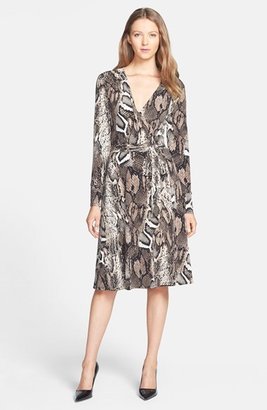 Donna Morgan Snakeskin Print Faux Wrap Jersey Dress