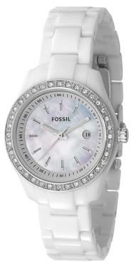 Fossil Ladies white round face bracelet watch