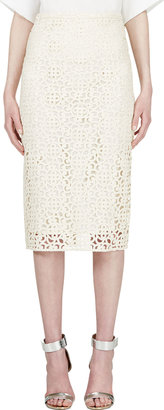 Burberry Ivory Lace Overlay Pencil Skirt