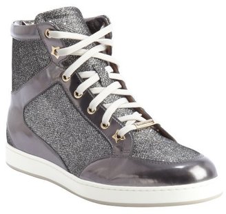 Jimmy Choo anthracite gray patent leather and glitter detail 'Tokyo' sneakers